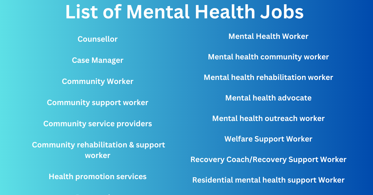 List of Mental Health Jobs List of Mental Health Jobs