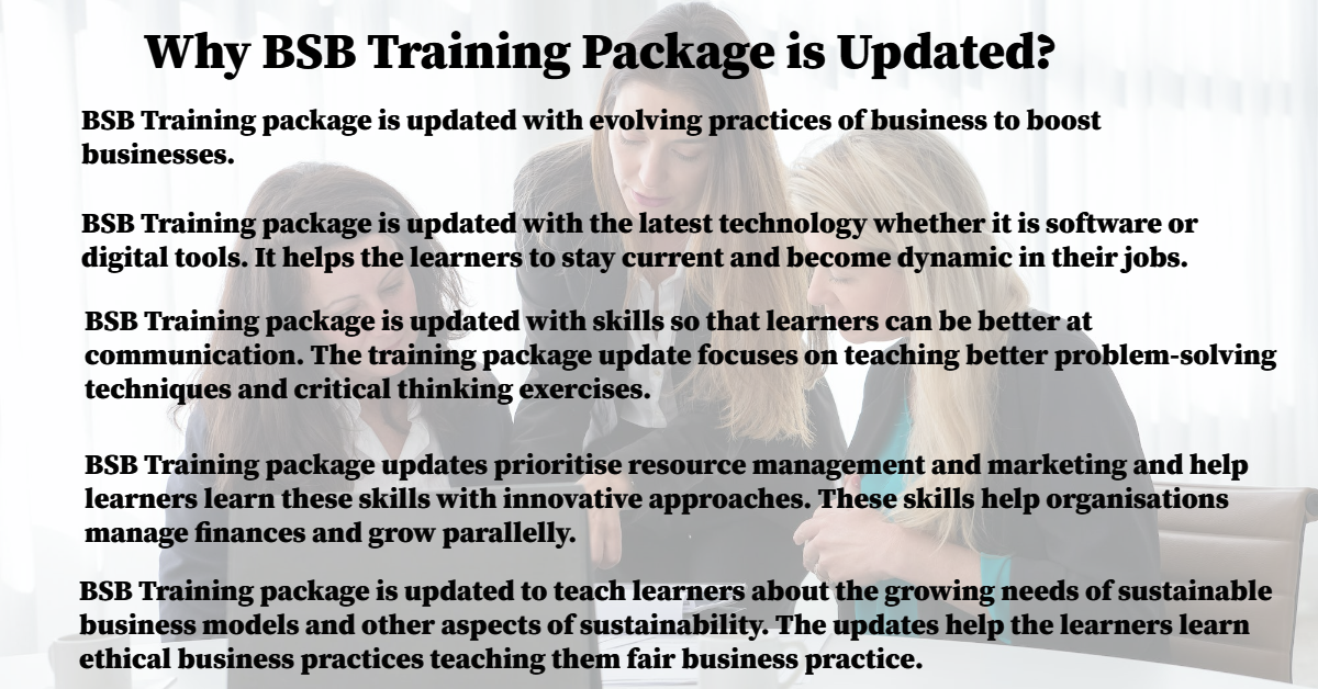 Why BSB Training Package is Updated? Why BSB Training Package is Updated?